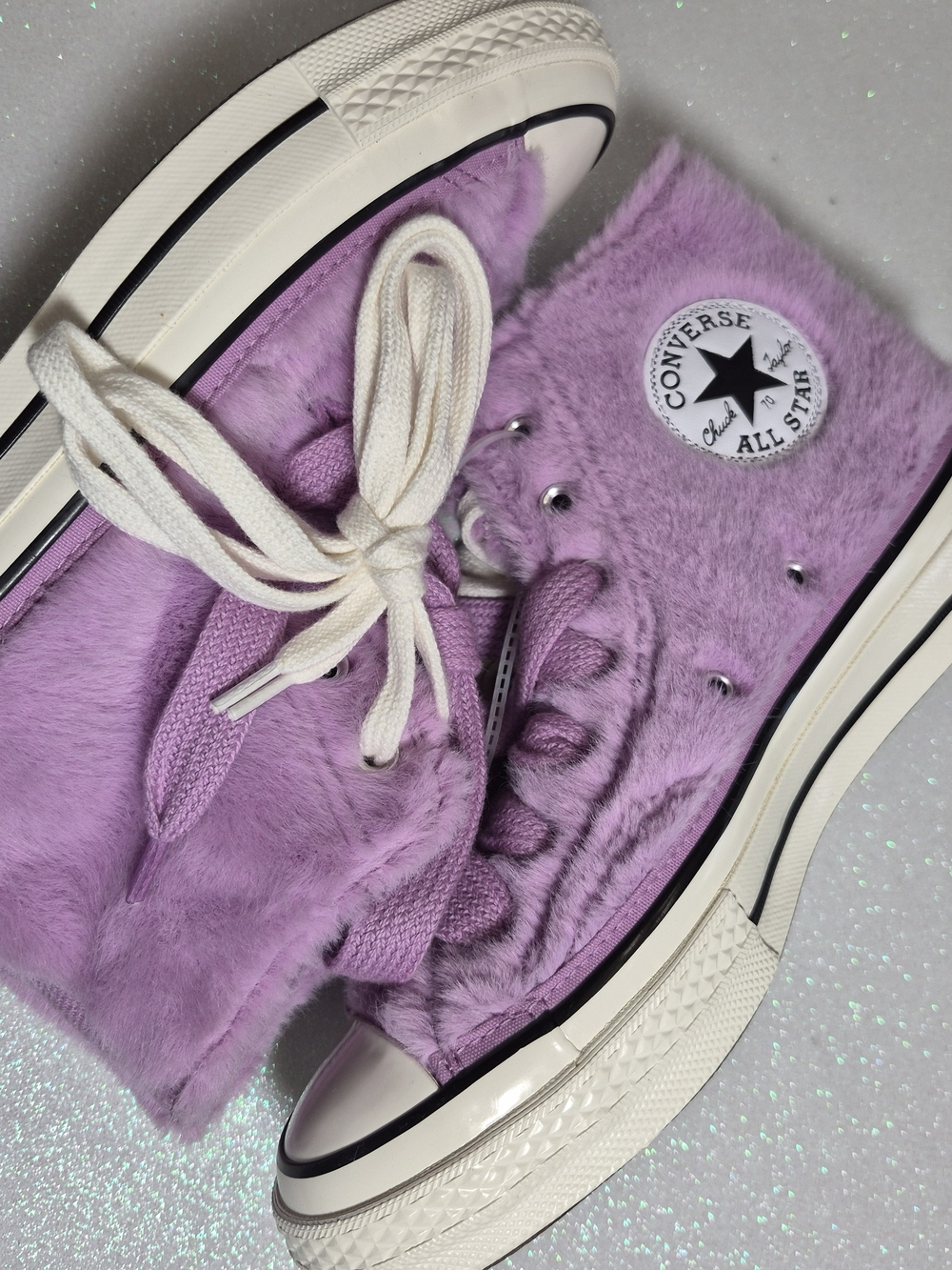 New Converse Chuck Taylor 70 Faux Fur Amethyst HighTop Sneakers US 7.5